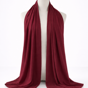 Burgundy-silk-hijab-on-mannequin