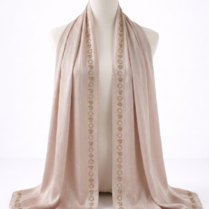 Dusty Rose Crinkle Silk with Rhinestone Organza Hijab