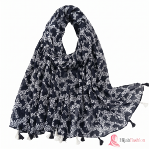 Printed Hijab Scarf – Midnight Black Floral