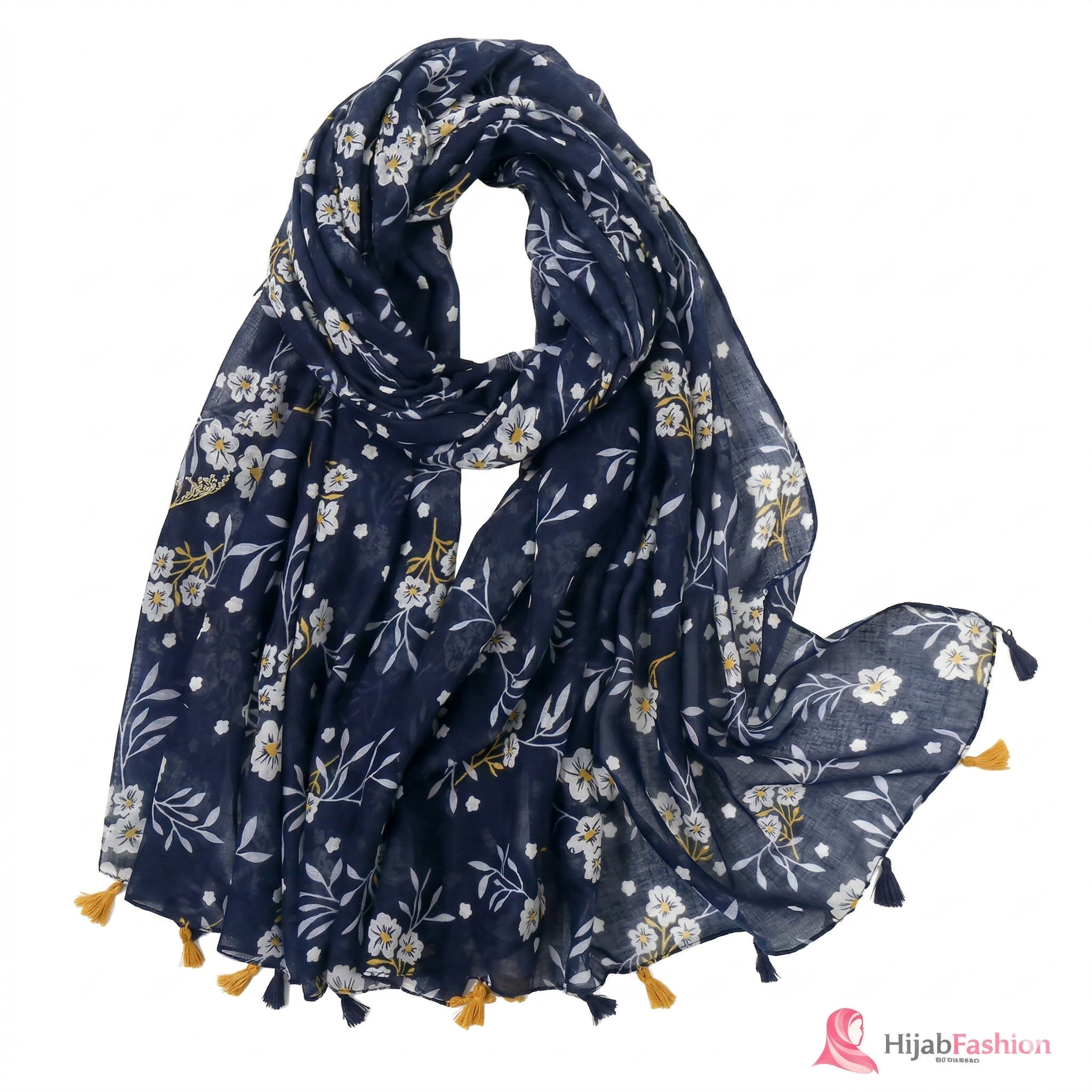 Printed Hijab Scarf – Midnight Navy Jasmine