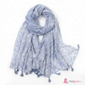 Printed Hijab Scarf – Periwinkle Frost Floral