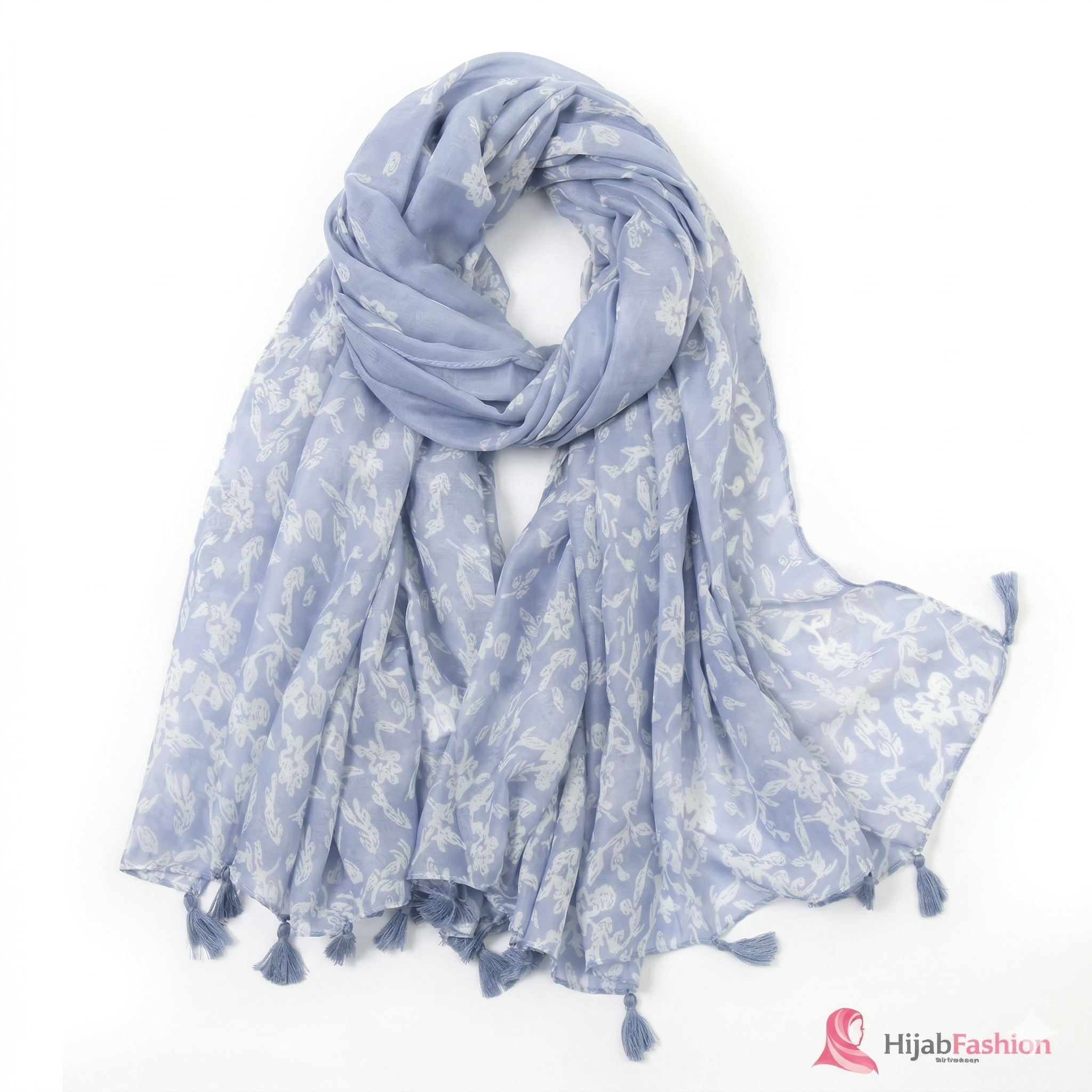 Printed Hijab Scarf – Periwinkle Frost Floral